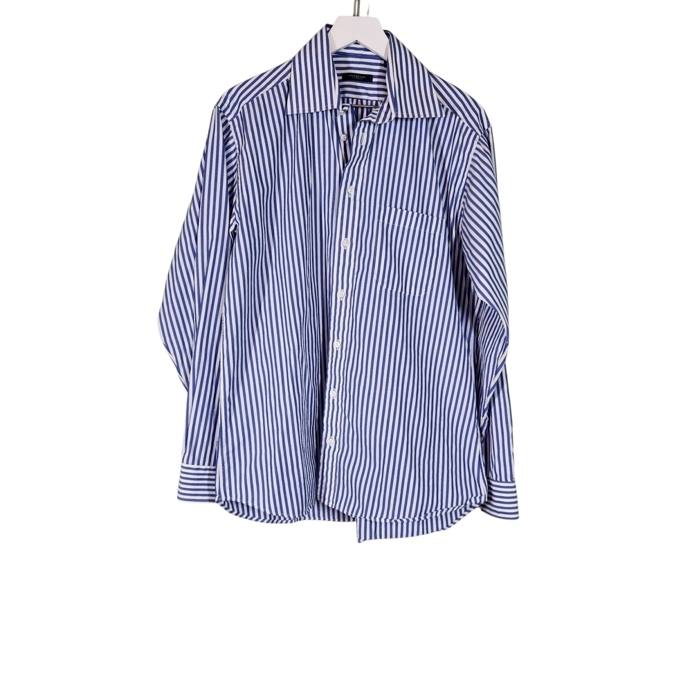 Burberry Blue and White Striped Men's Shirt